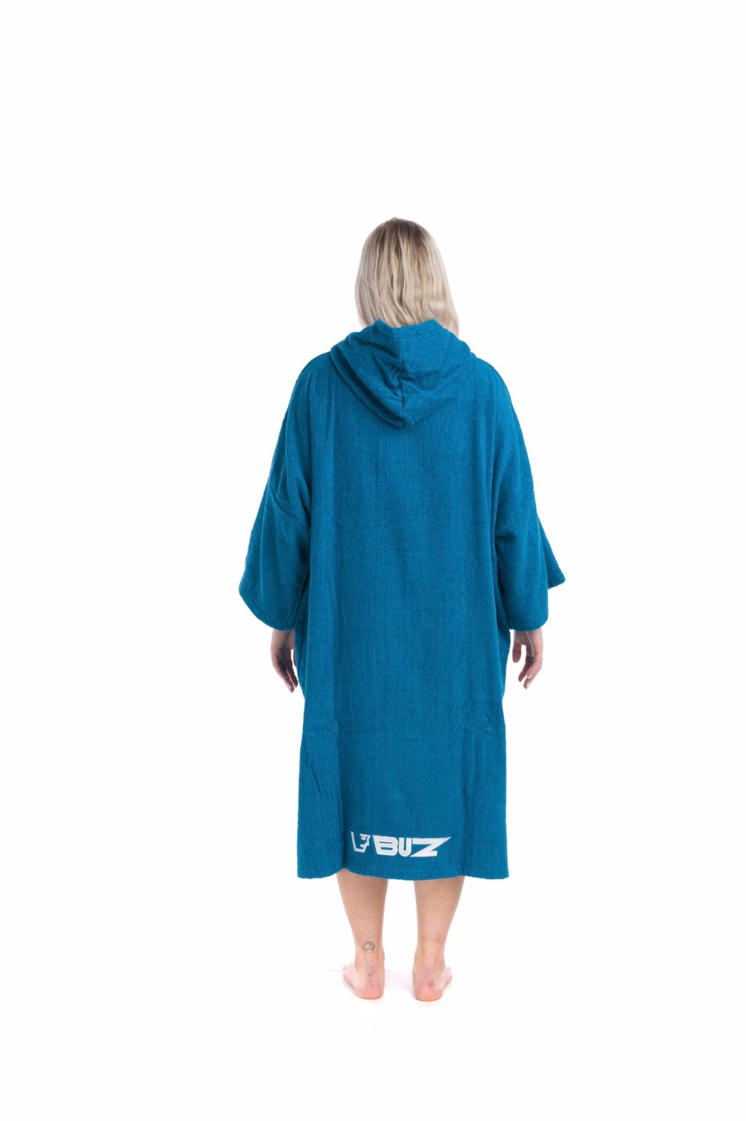 Buz towelling robe in teal