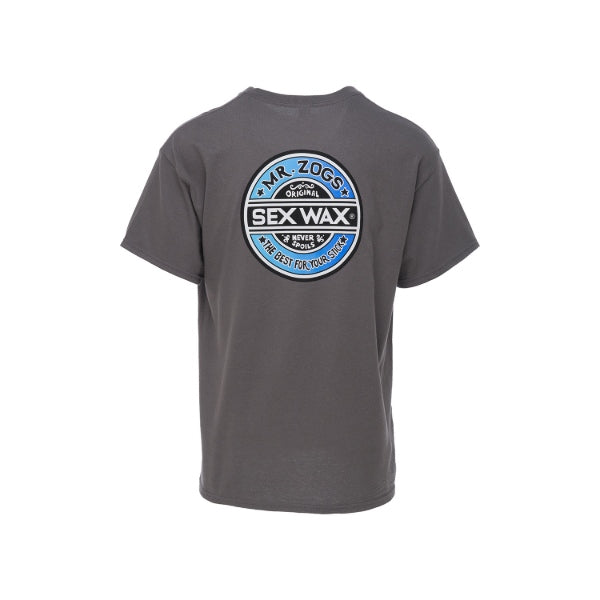 Gray t-shirt with Sex Wax logo on a white background