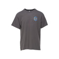 Gray sexwax t-shirt with a blue logo surf wax