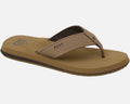 Brown sandal with black sole on a white background