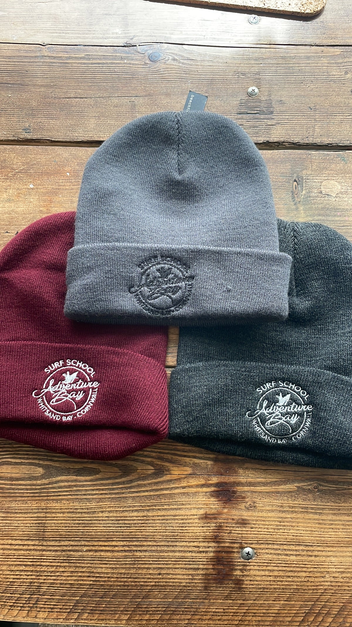 Adventure Bay Surf School beanie with embroidered logo