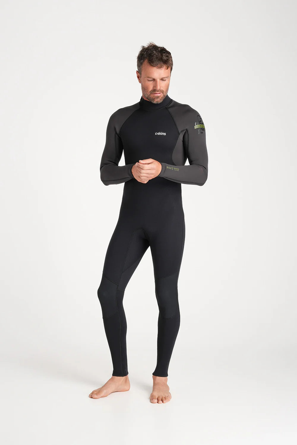 C-Skins Element men’s 3/2 back zip wetsuit back view