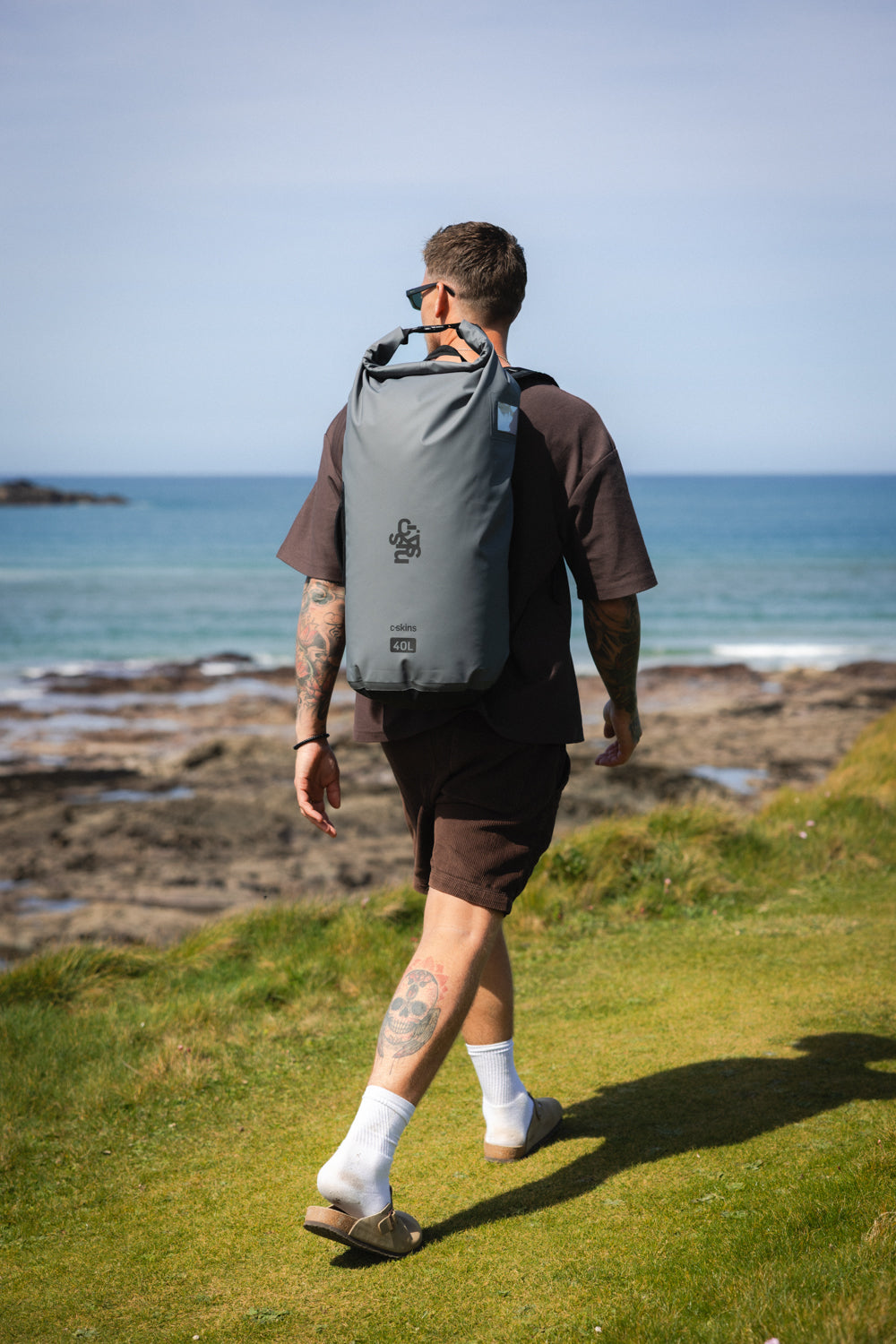 C-Skins Session 40L dry bag backpack carry straps in Storm Grey