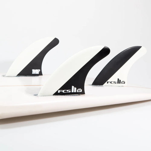 FCS II Mick Fanning Performance Core large thruster fins in black and white