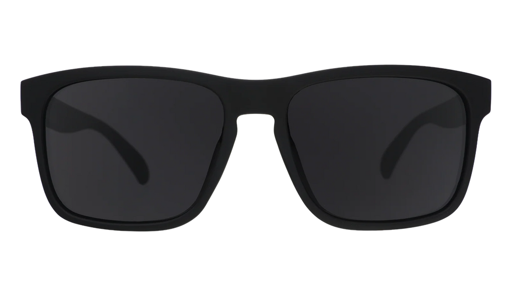 Goodr Grand G Grim Reaper's Spring Fling black sunglasses, front view