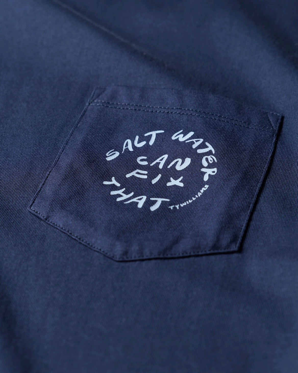 Outerknown Ty Williams Salt Water Tee in blue, alternate view