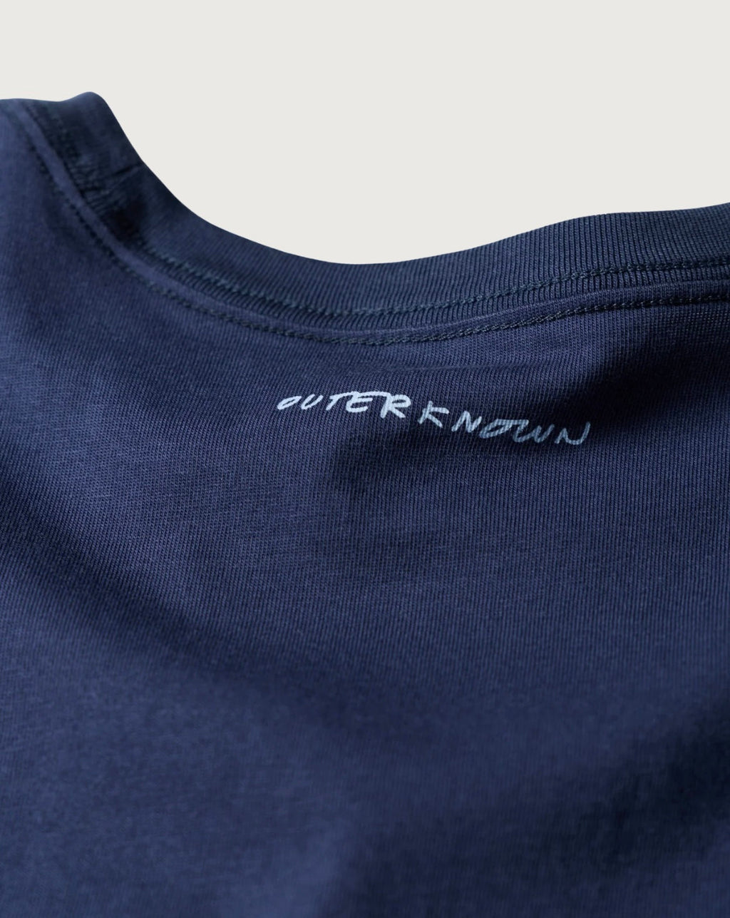 Outerknown Ty Williams Salt Water Tee in blue, graphic detail
