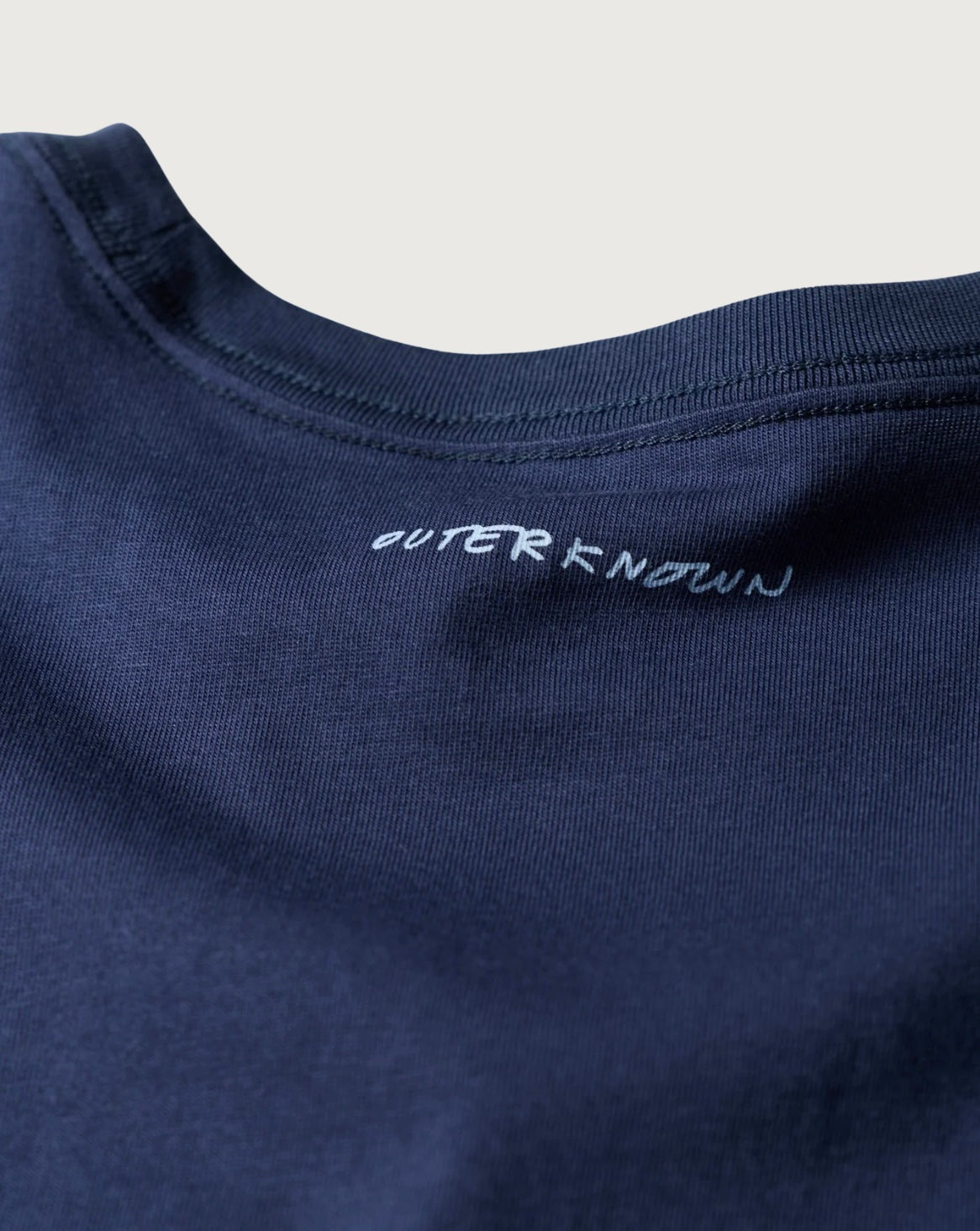 Outerknown Ty Williams Salt Water Tee in blue, graphic detail