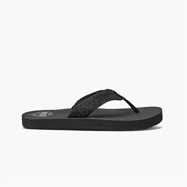 Reef Smoothy men’s flip flop in black, side view