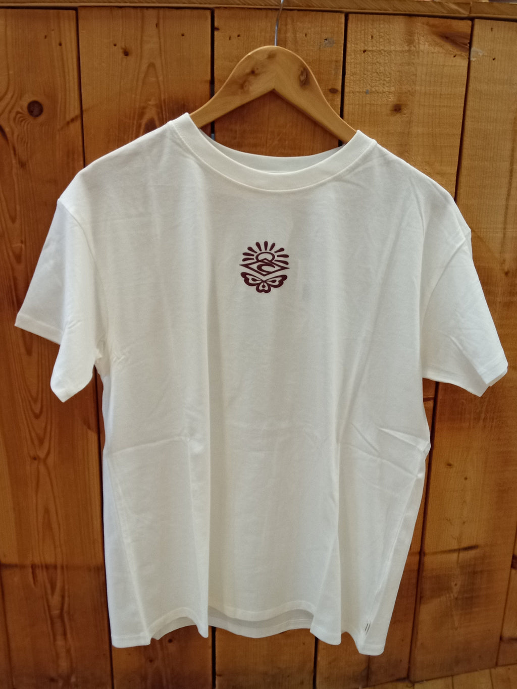Ripcurl Icons Of Surf Relaxed Tee in Bone and Plum, front view