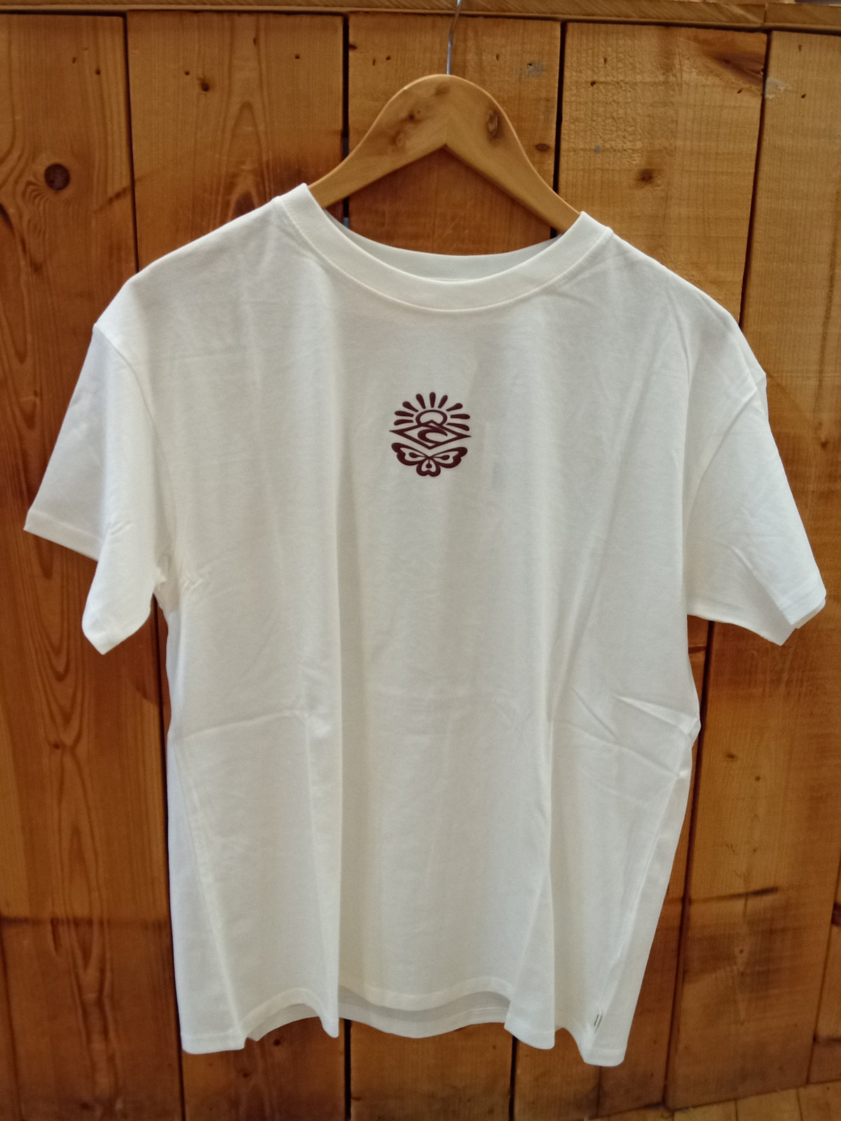 Ripcurl Icons Of Surf Relaxed Tee in Bone and Plum, front view