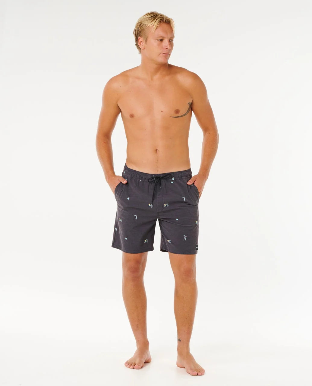 Ripcurl Men’s Skelly Breach Volley Shorts, modelled view
