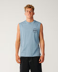 Ripcurl Men’s Staple Muscle in Citadel Blue, front view