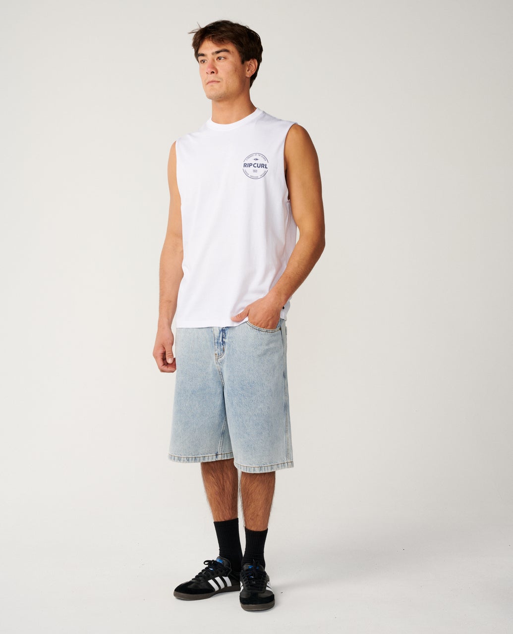 Ripcurl Men’s Staple Muscle in white, full view