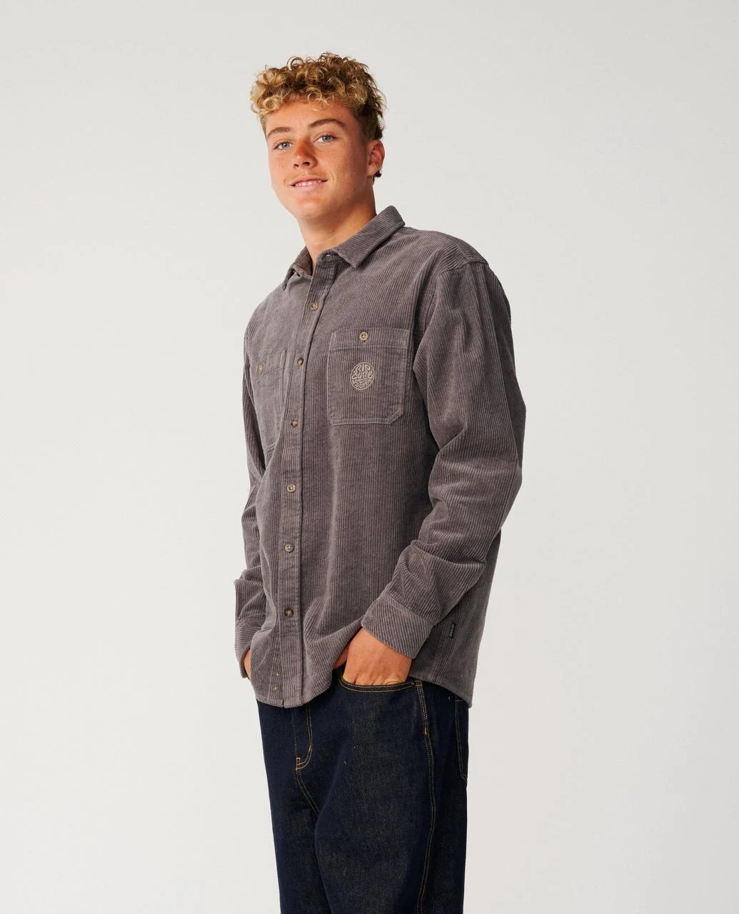 Ripcurl Premium Surf Cord Long Sleeve Shirt, modelled view