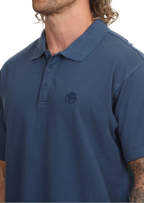 Ripcurl Premium Surf Wettie Polo in light navy, close side view