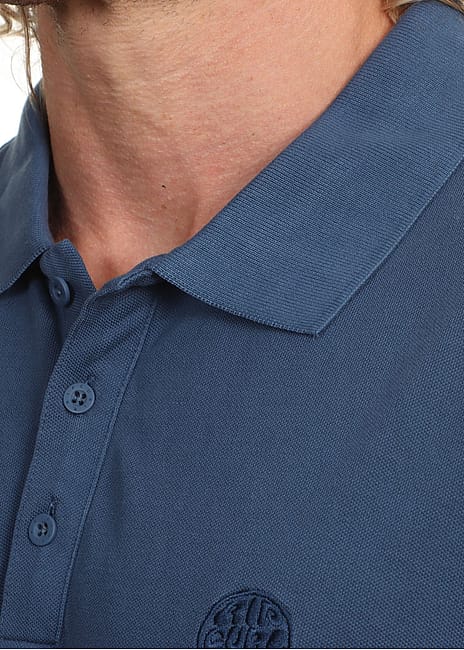 Ripcurl Premium Surf Wettie Polo in light navy, collar detail