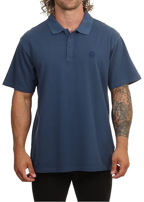 Ripcurl Premium Surf Wettie Polo in light navy, front view