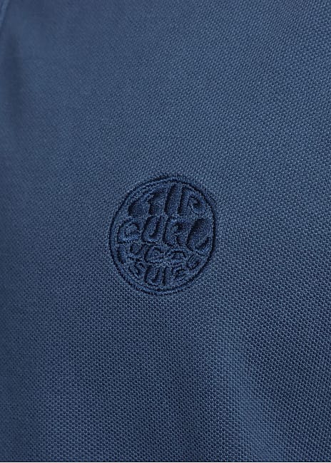 Ripcurl Premium Surf Wettie Polo in light navy, logo detail
