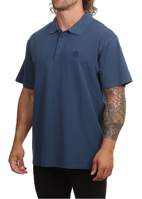 Ripcurl Premium Surf Wettie Polo in light navy, side view