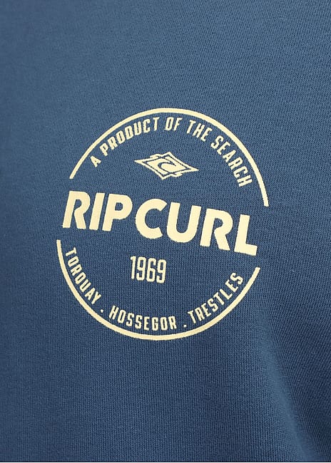 Ripcurl Staple Crew in light navy, logo detail