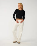 Ripcurl Women’s Aggie Cord Relaxed Pant in bone, front view