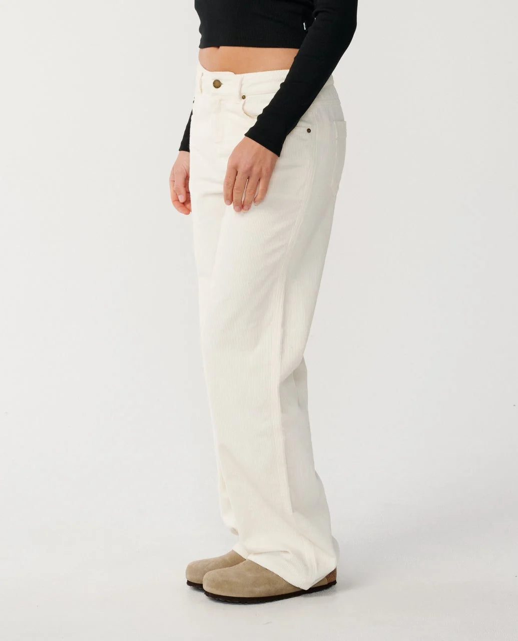 Ripcurl Women’s Aggie Cord Relaxed Pant in bone, side view
