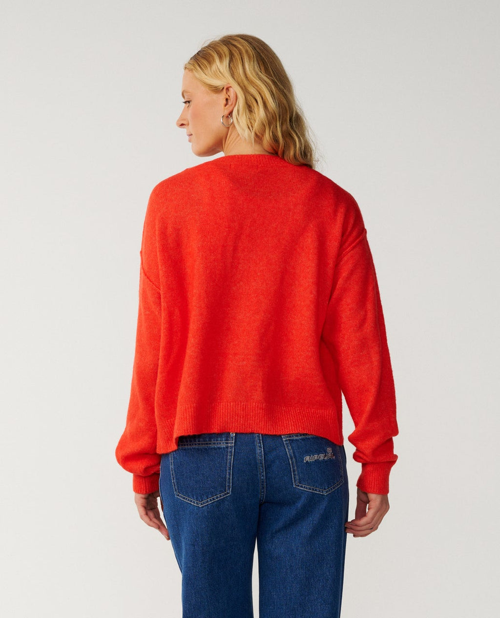 Ripcurl Women’s Emily Cardigan in red, back view