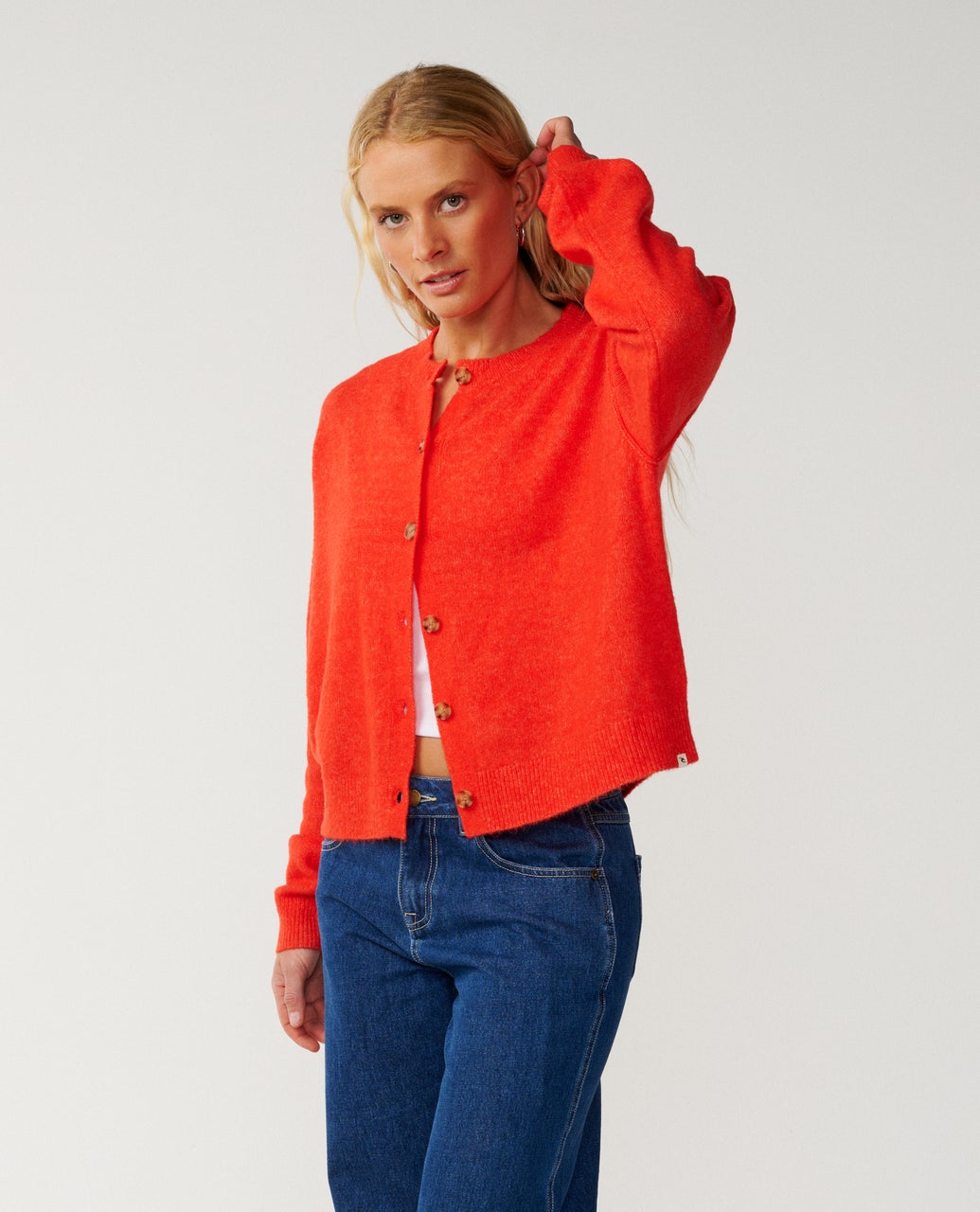 Ripcurl Women’s Emily Cardigan in red, side view