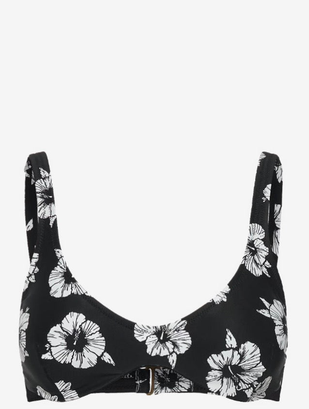 Ripcurl Women’s Party Wave Multi Fit Bikini Top in black and white, product view 1