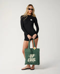 Ripcurl Women’s Premium Surf Long Sleeve Boyleg UV Surf Suit in black, product view 1