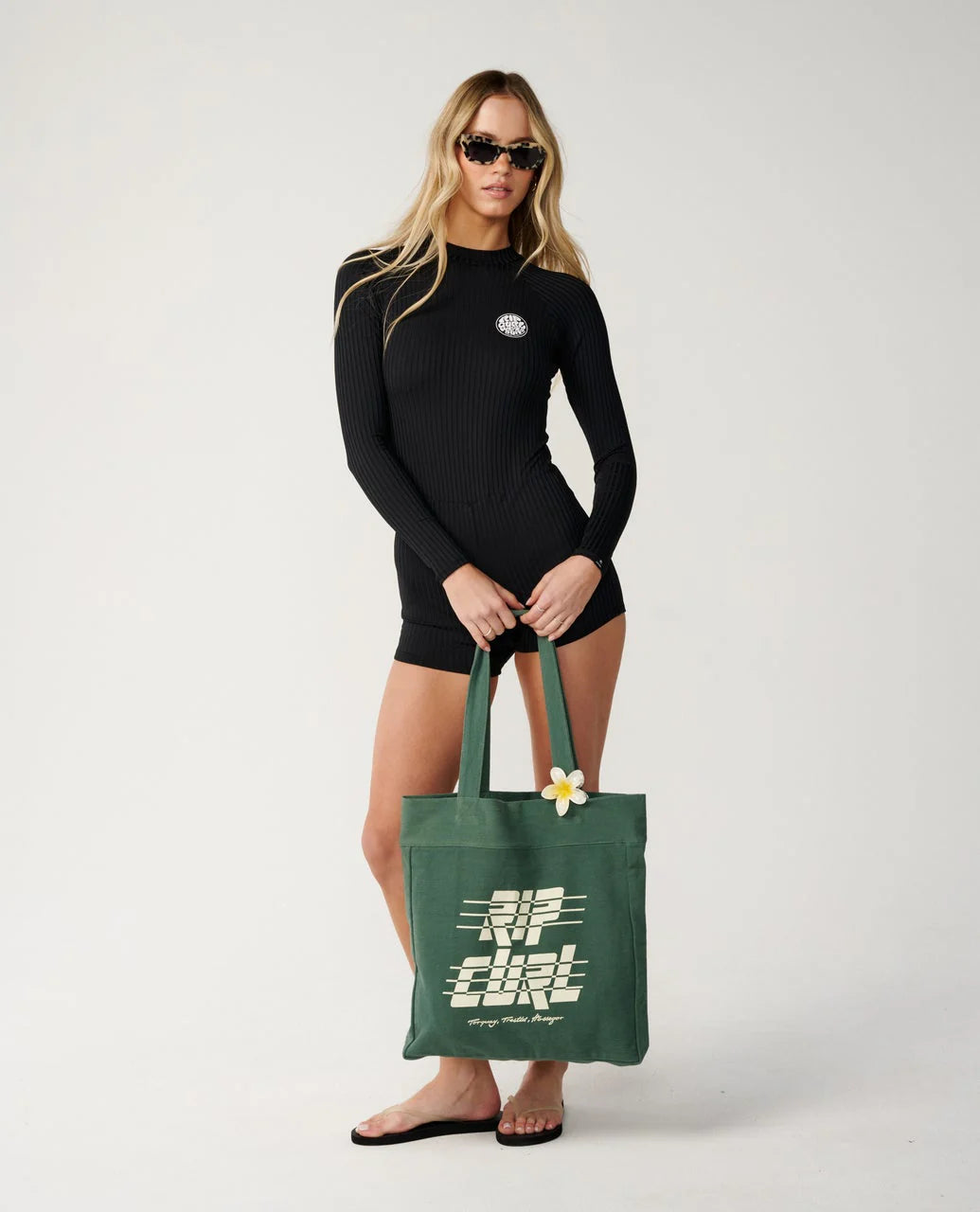 Ripcurl Women’s Premium Surf Long Sleeve Boyleg UV Surf Suit in black, product view 1