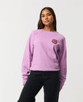 Ripcurl Women’s Surf Puff Raglan Relaxed Crew in bright lilac, front view