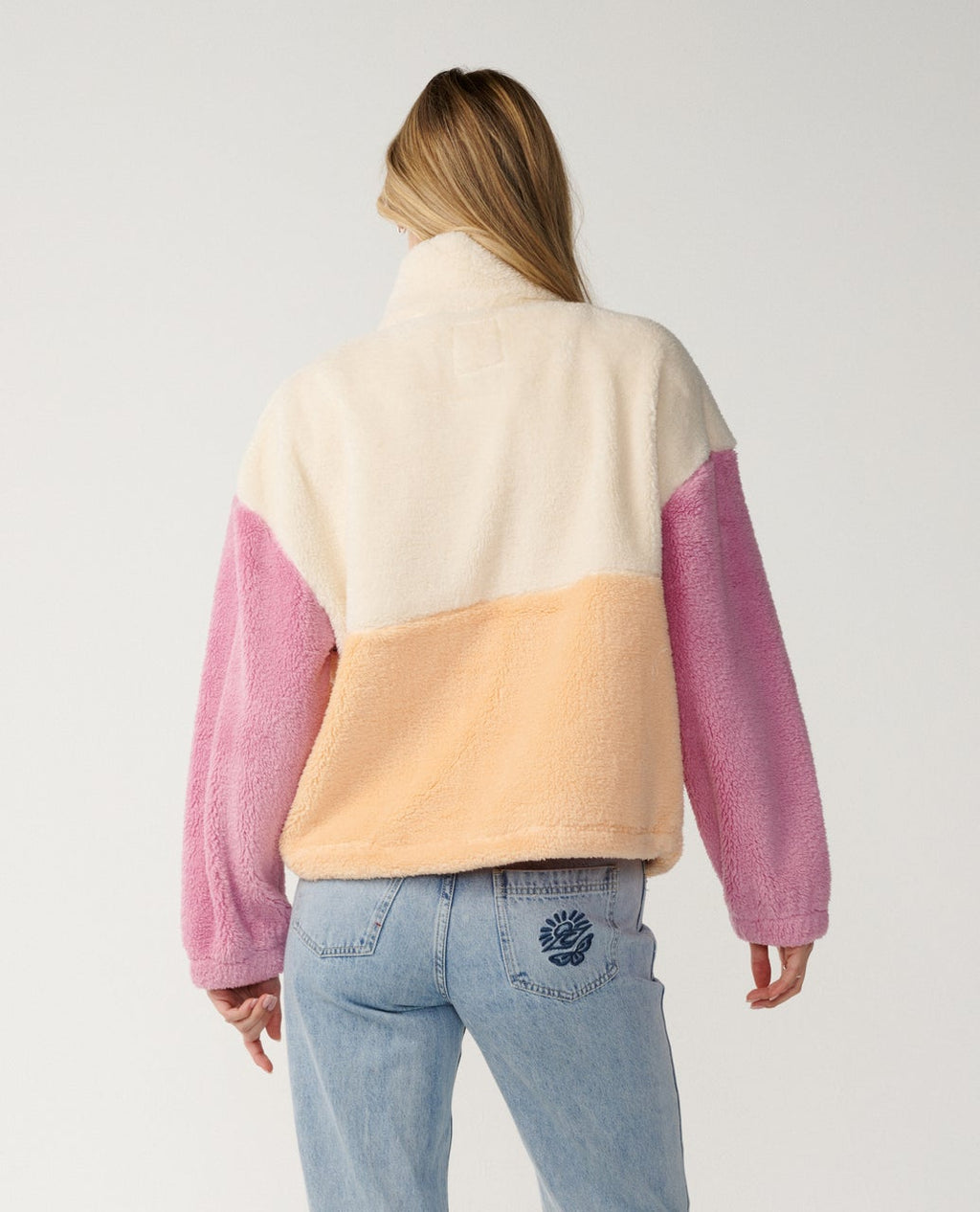 Ripcurl Women’s Surf Revival Heritage Zip Through Polar Fleece in Shell, back view