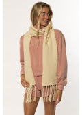 Sisstrevolution Calm Seas cotton scarf with honeycomb stitch and fringe