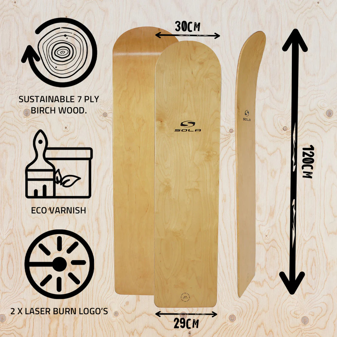 Sola wooden bellyboard