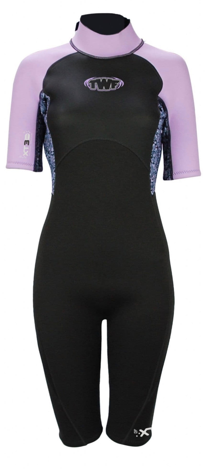 TWF XT3 women’s 3/2 back zip shortie wetsuit, product view 2