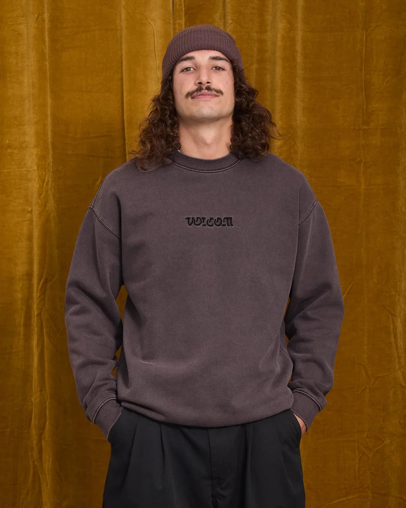 Volcom Big Stone Crew in Raisin, model front view