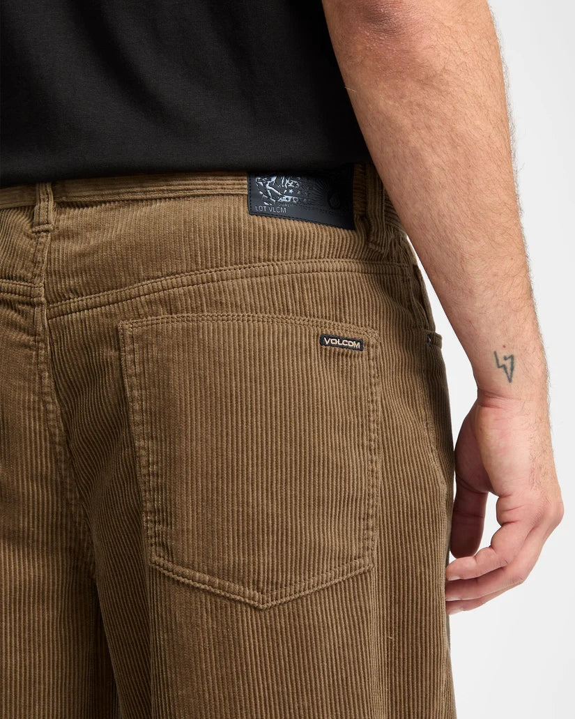 Volcom Billow Tapered Cord trousers in Ermine, back detail