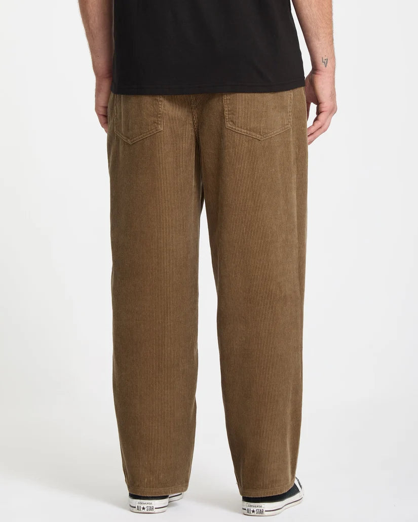 Volcom Billow Tapered Cord trousers in Ermine, model back view