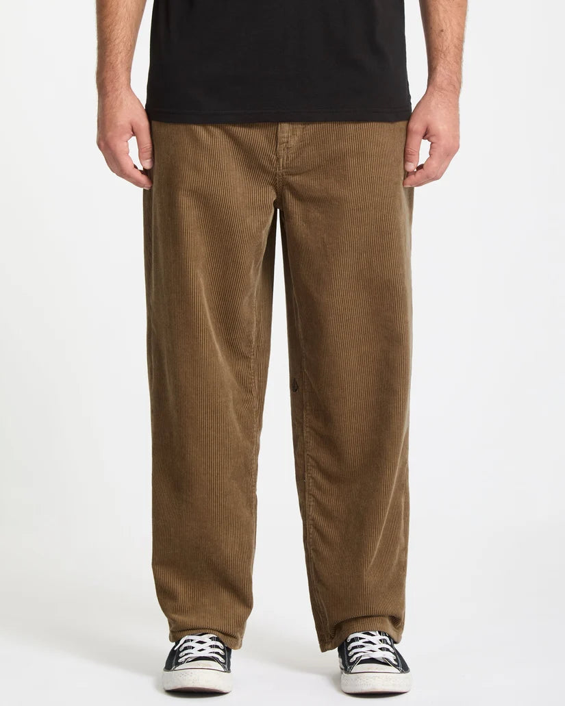 Volcom Billow Tapered Cord trousers in Ermine, model front view