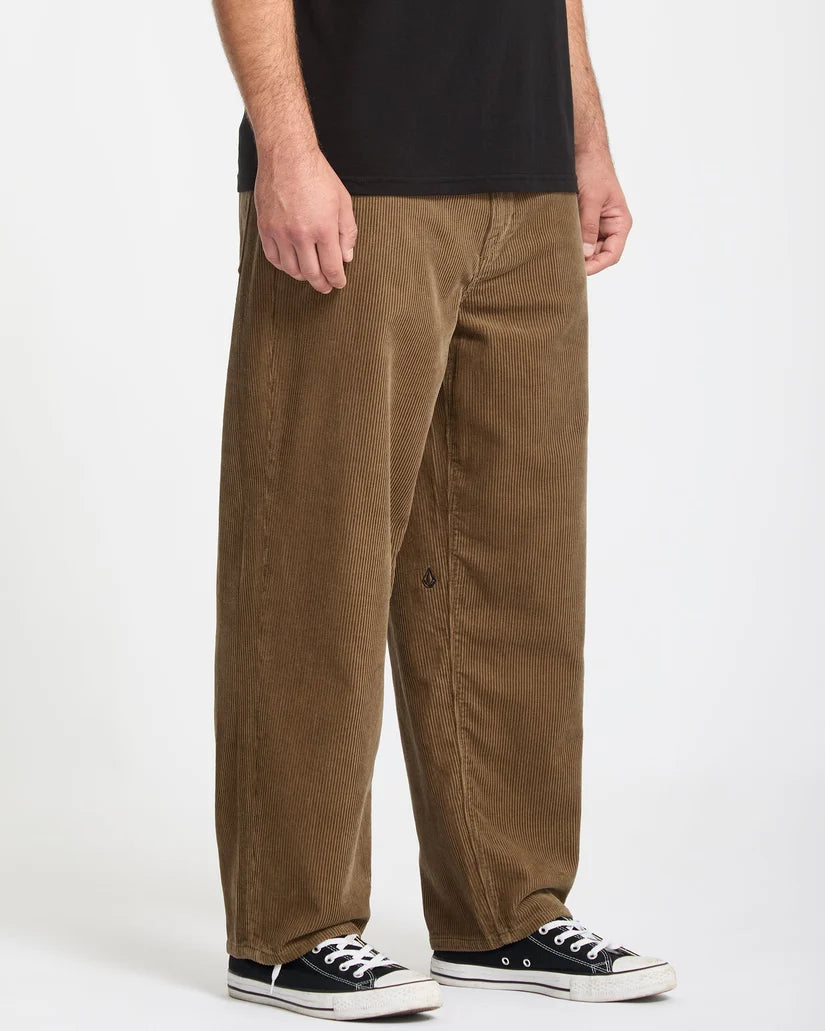 Volcom Billow Tapered Cord trousers in Ermine, model side view