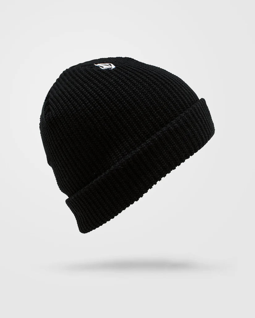 Volcom Full Stone Beanie for kids in black, front view