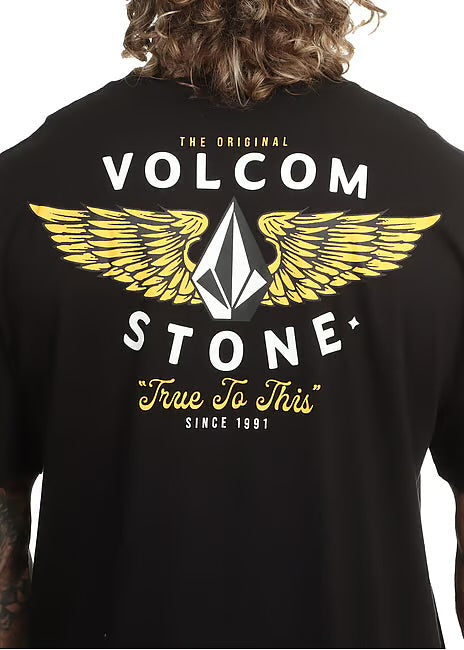 Volcom High Flyer Tee in black, back graphic view