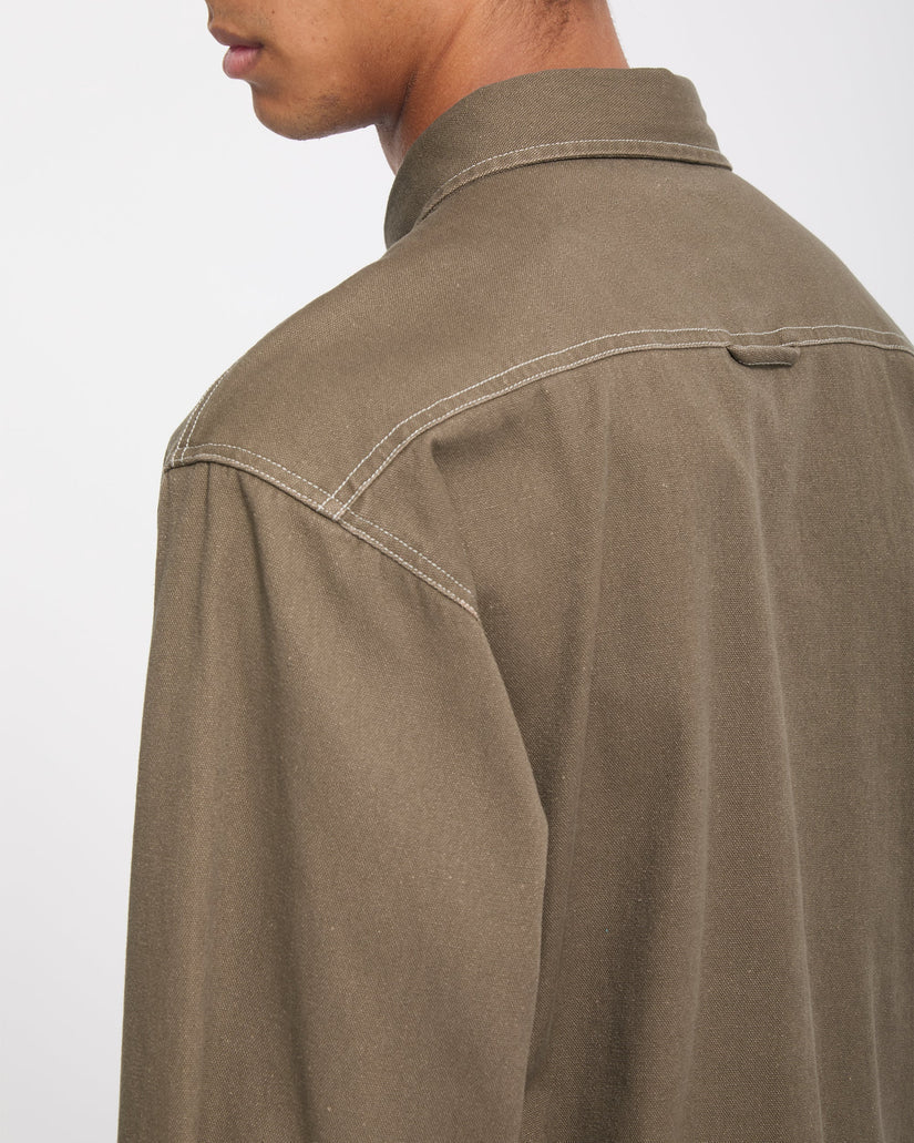 Volcom Levelstone Shirt in Earth, back detail
