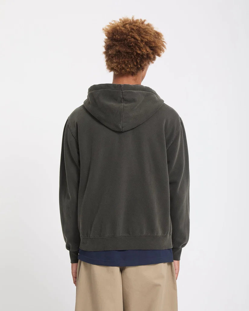 Volcom Single Stone Zip Hoodie in Rinsed Black, back view