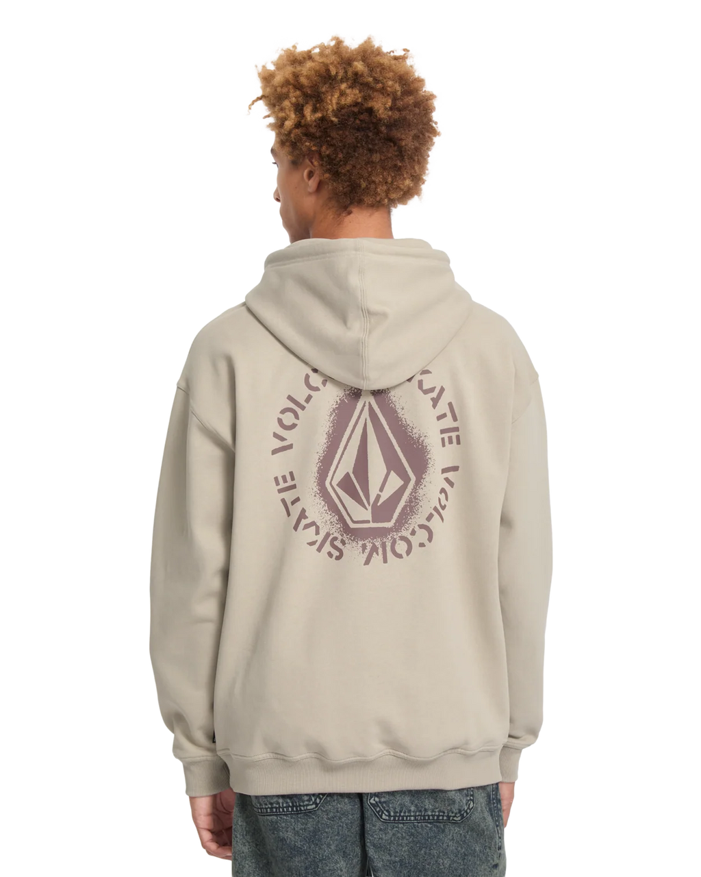 Volcom Skidder Hoodie in Light Khaki, back view