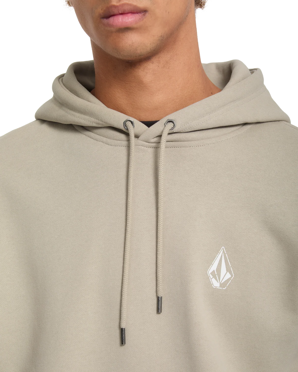 Volcom Skidder Hoodie in Light Khaki, close-up detail