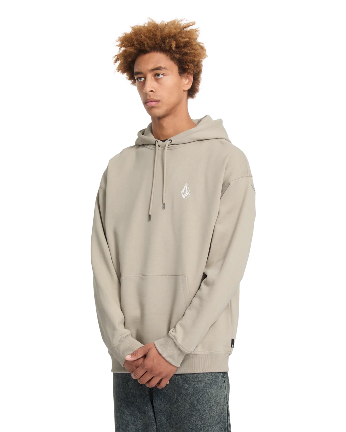 Volcom Skidder Hoodie in Light Khaki, model pose