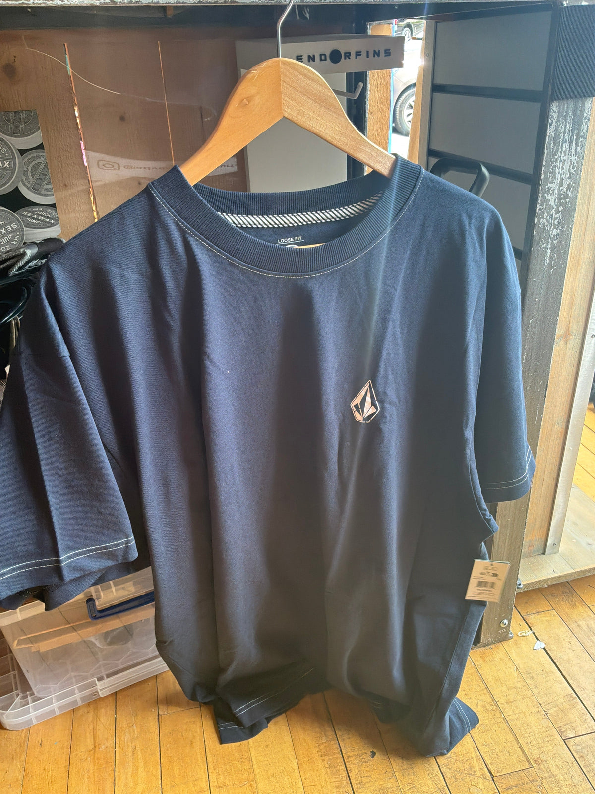Volcom Skidder Tee in navy, front view
